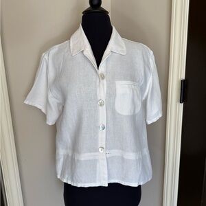 White Boxi Linen Crop Top